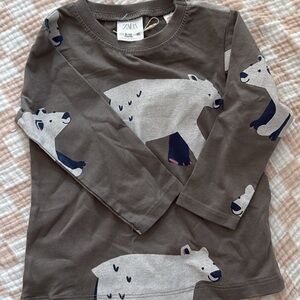 Zara Kids Long Sleeve Shirt with Polar Bear Design - Brown